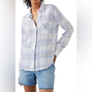 Rails Brady Plaid Shirt in White/Periwinkle/Peach